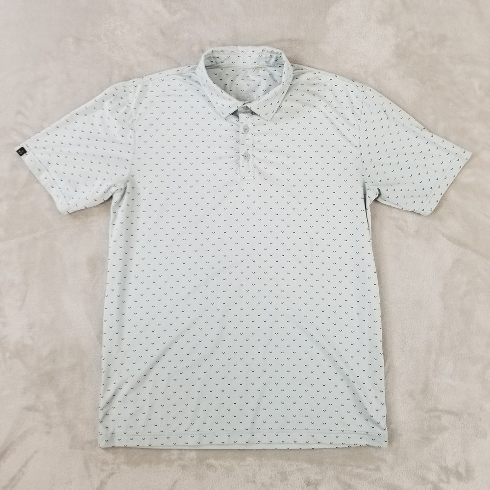 Swannies Golf Polo Shirt Mens M Light Gray Geometric Performance Short Sleeve